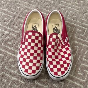 Vans Women’s Cerise and White Slip-On Sneakers